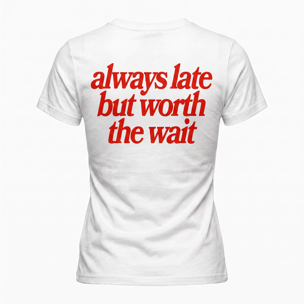 T-shirt Always Late but worth the wait